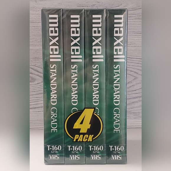 Maxell T-160 VHS Blank Tapes (Up To 8 Hours Per Tape) , NOS Sealed 4 Pack - Picture 2 of 3